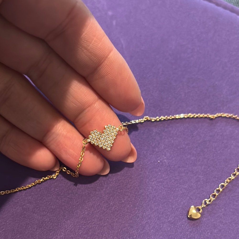 Pretty Bird Pink Gold Heart Ankle Bracelet - Picture 2 of 2